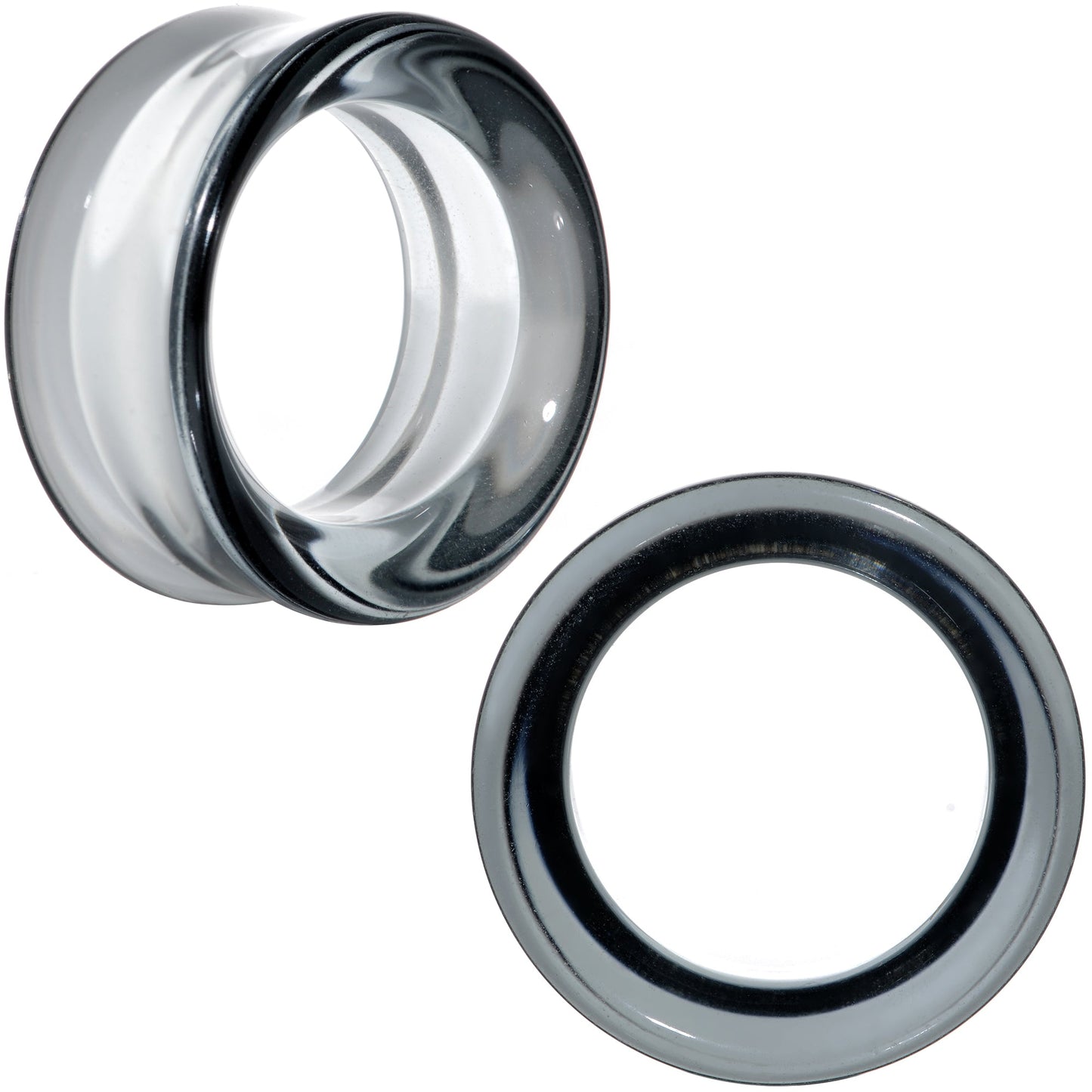 Translucent Black Glass Tunnel Plug Set 2G to 1 Inch