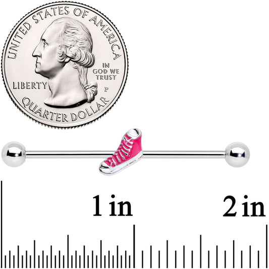 14G Pink High Top Sneaker Industrial Barbell 38mm