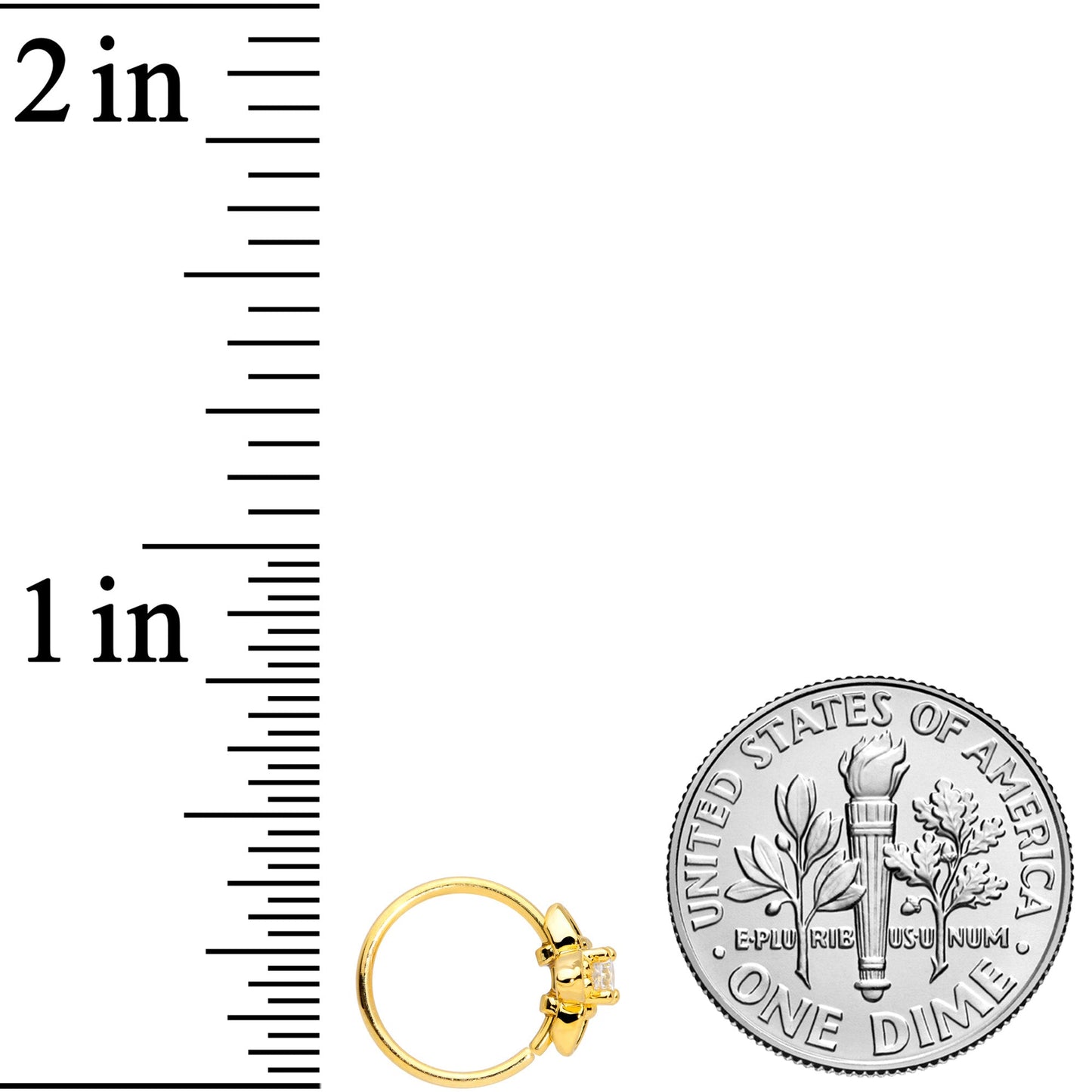 20G 5/16 Clear CZ Gem Gold Tone Open Flower Nose Hoop