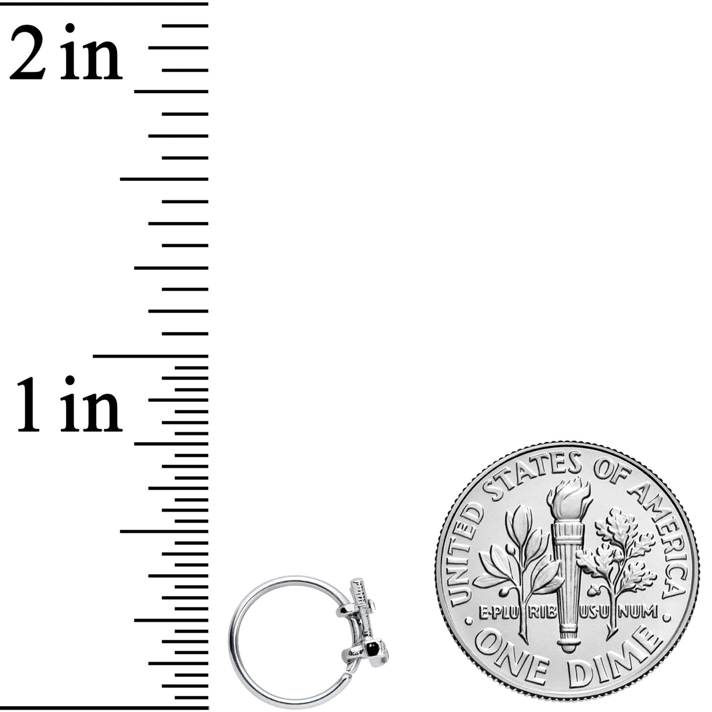 20G 5/16 Clear CZ Gem Crossed Golf Clubs Nose Hoop