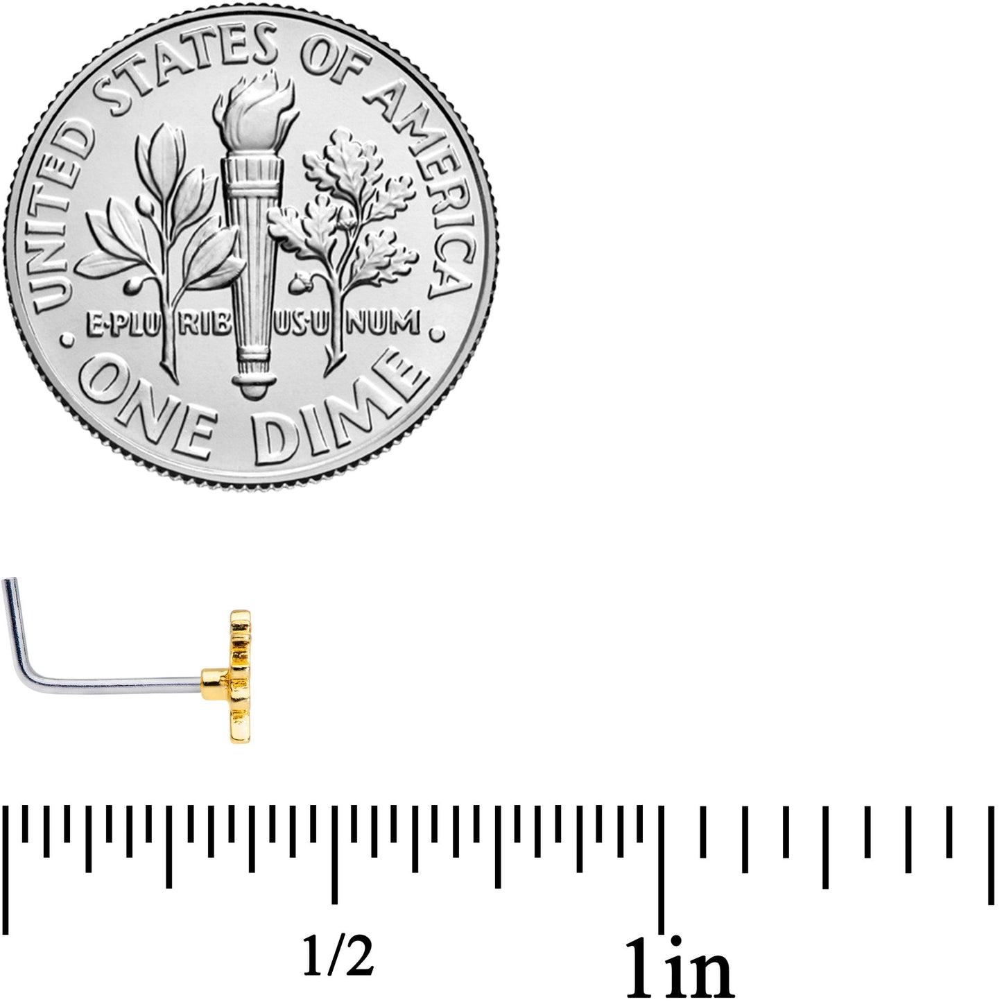 20G 1/4 Rainbow Unicorn L Shaped Nose Ring