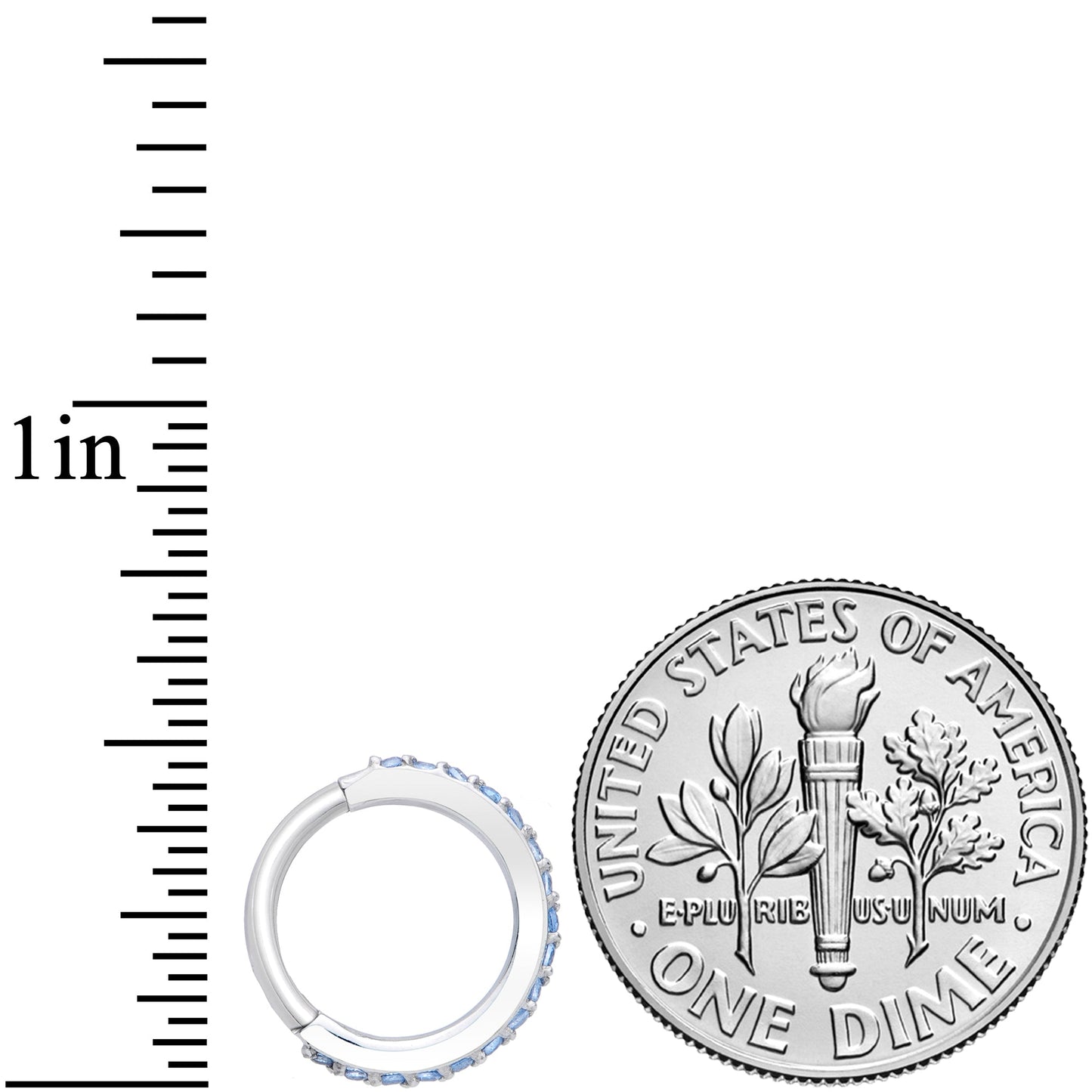 16G 5/16 Aqua CZ Gem Stainless Steel Hinged Segment Ring