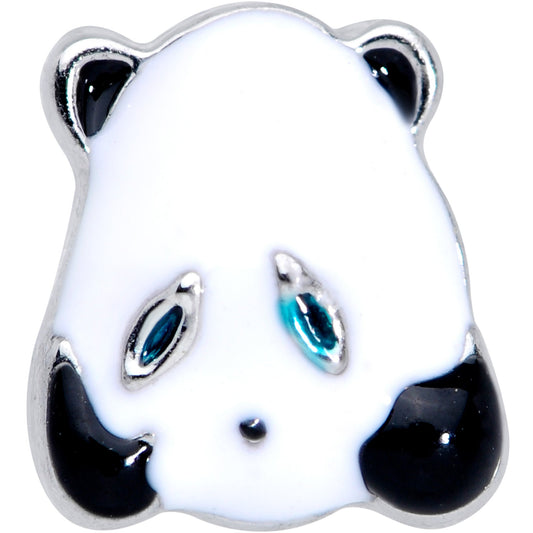 16G 1/4 Black White Round Panda Bear Cartilage Tragus Earring
