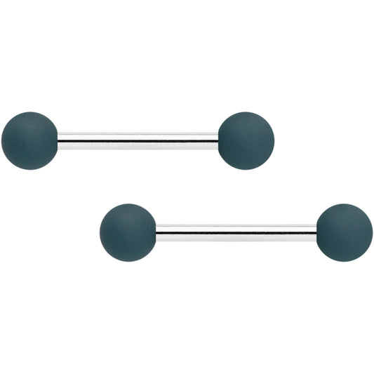 14G 9/16 Peach Grey Matte Barbell Nipple Ring Set of 4