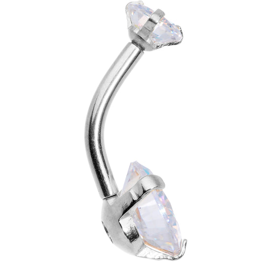 Aurora CZ Gem Duo Internally Threaded Belly Ring