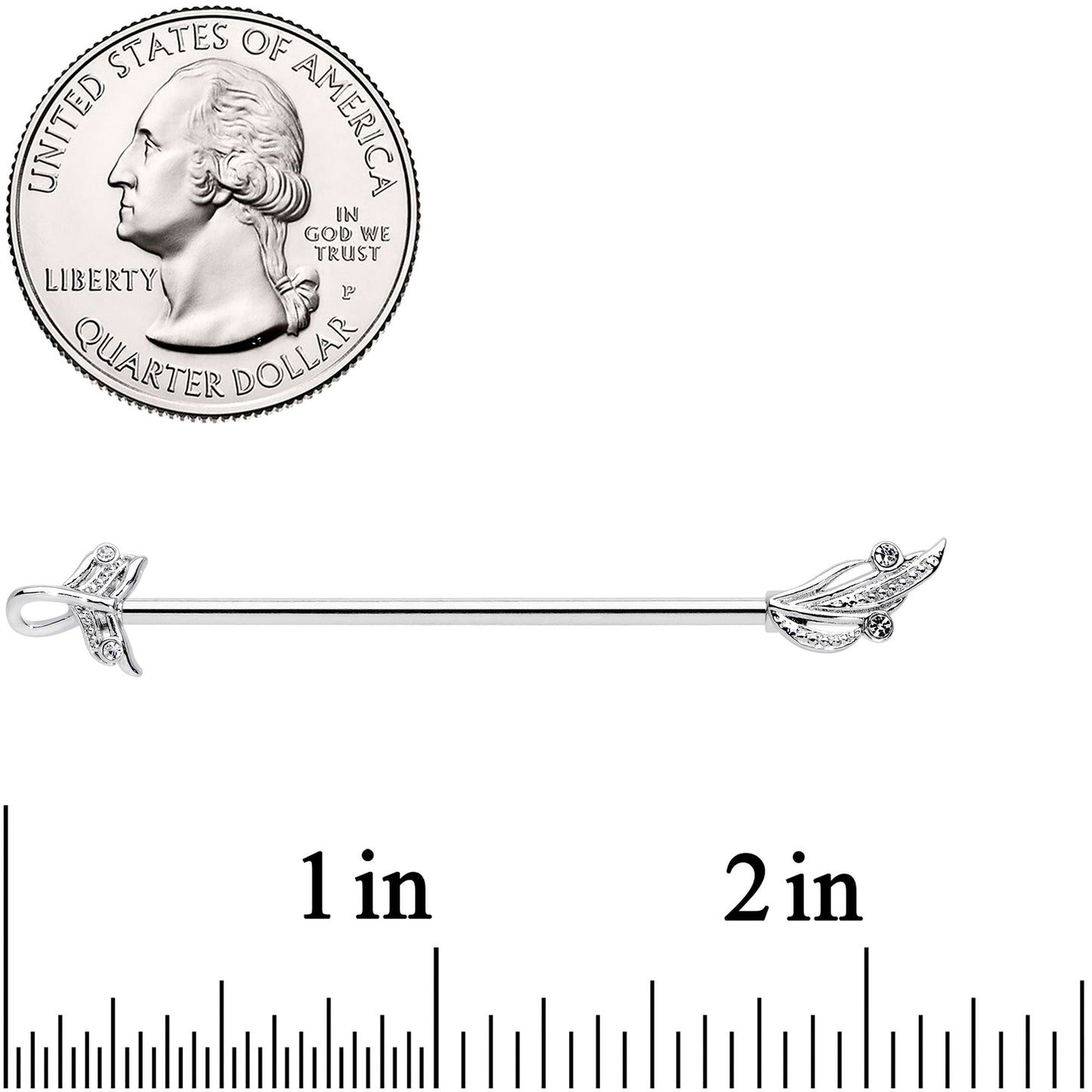 14G Clear Gem Elegant Swirl Industrial Barbell 38mm