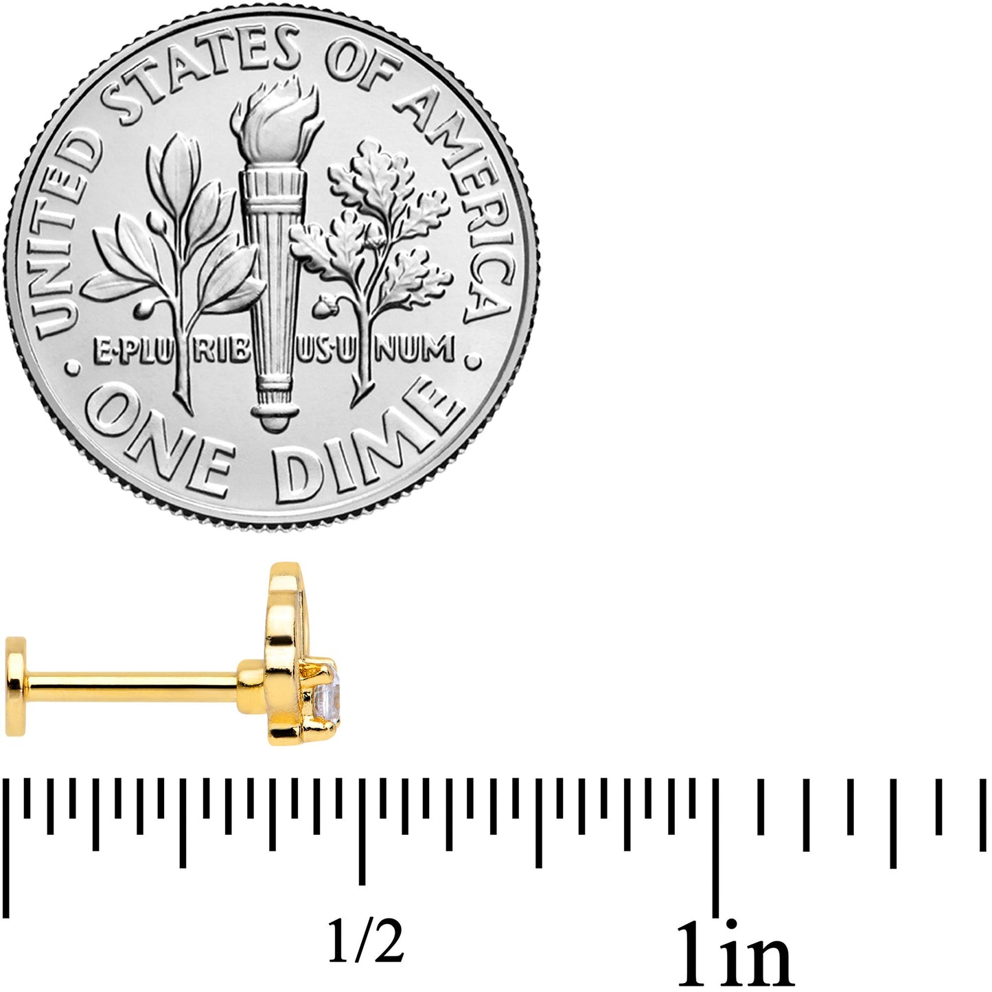 16G 5/16 Clear CZ Gem Gold Tone Nautical Labret Tragus Set of 3