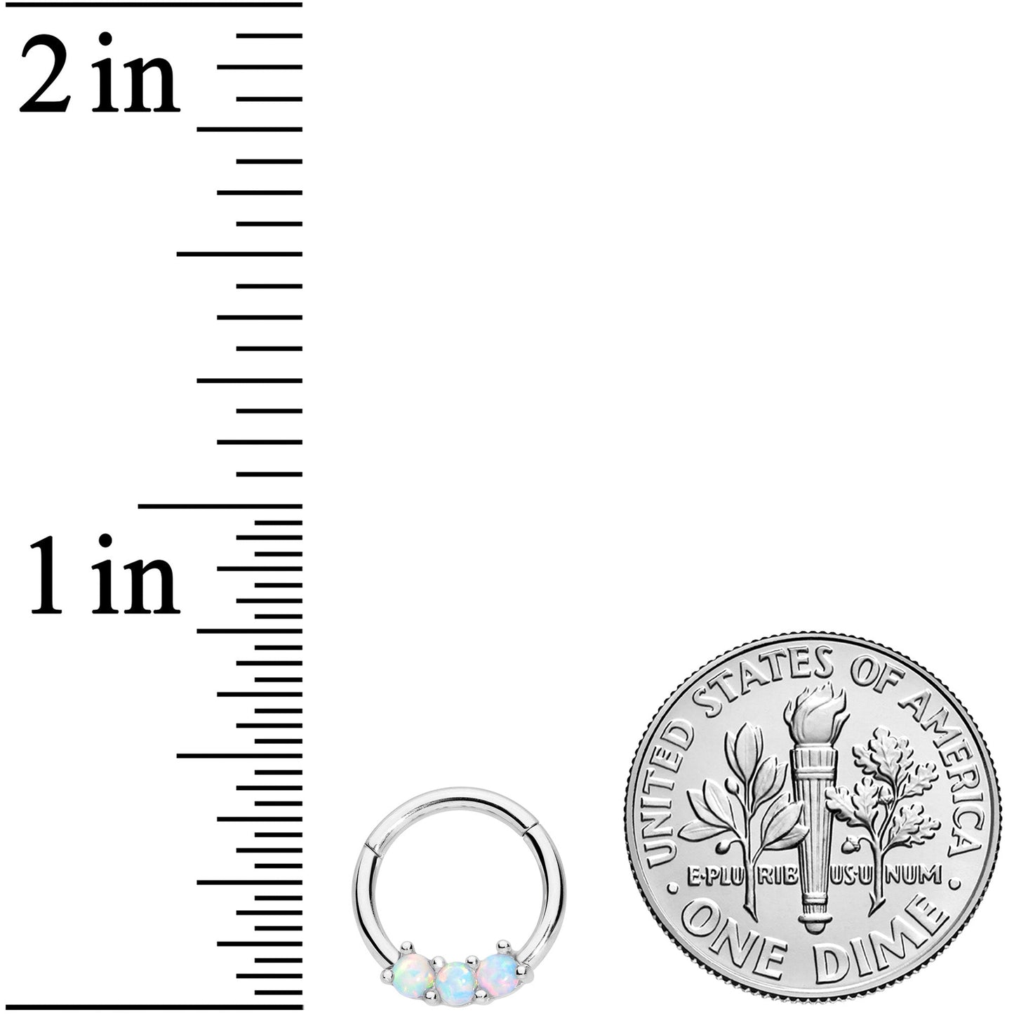 16G 5/16 White Synthetic Opal Trio Hinged Segment Ring