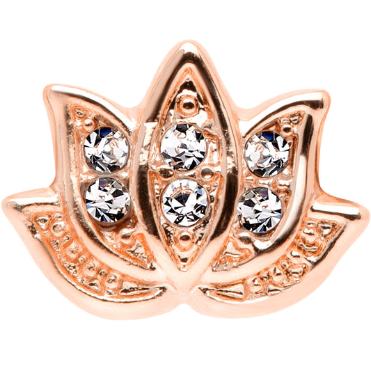 16G 5/16 Clear Gem Rose Gold Tone Lotus Labret Monroe Tragus