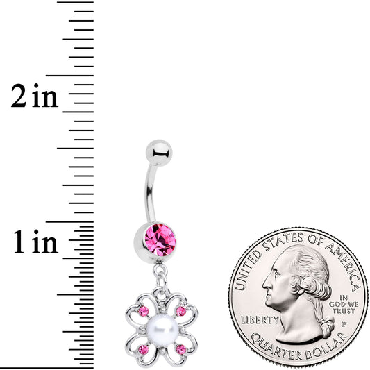 Pink Gem Sumptuous Shamrock St Patricks Day Dangle Belly Ring