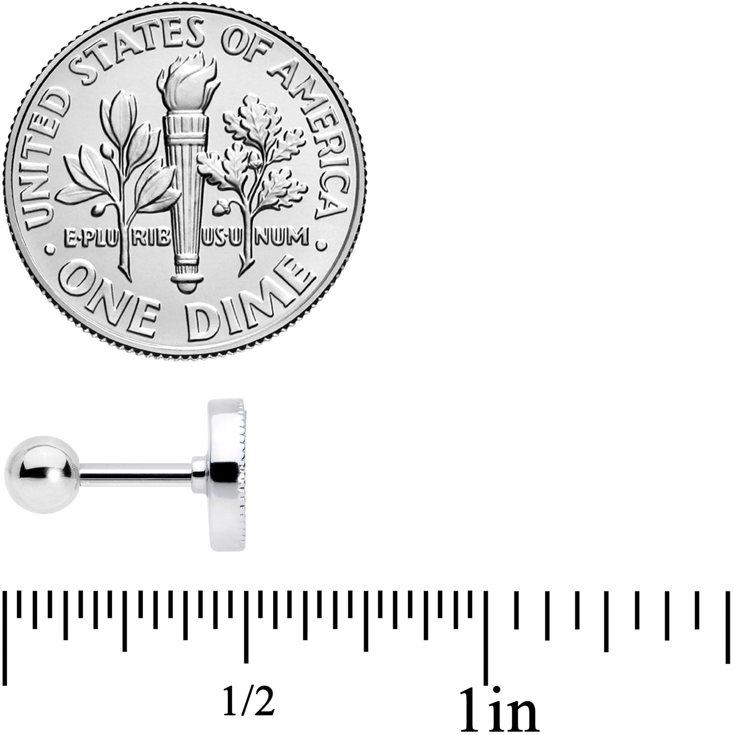 16G 1/4 Faux Turquoise Crescent Moon Cartilage Tragus Earring