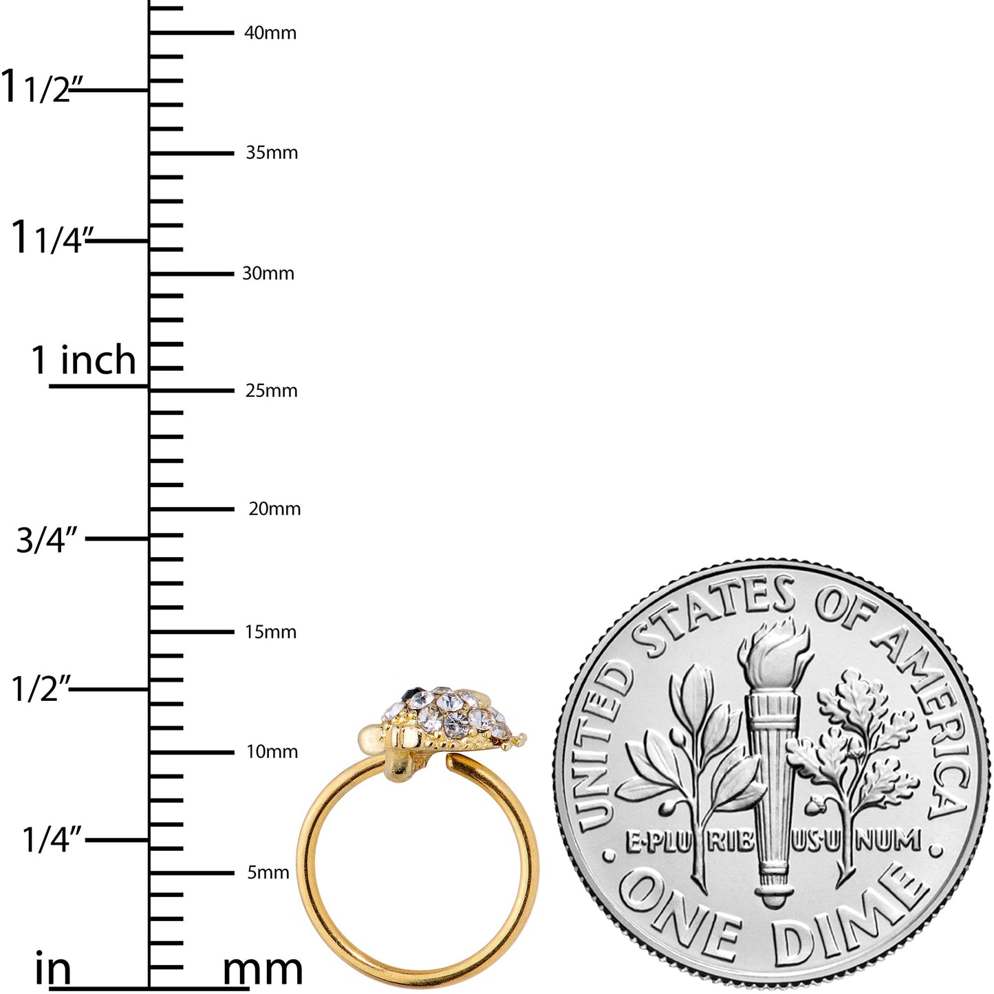 20G 5/16 Clear Gem Gold Tone Little Chick Nose Hoop