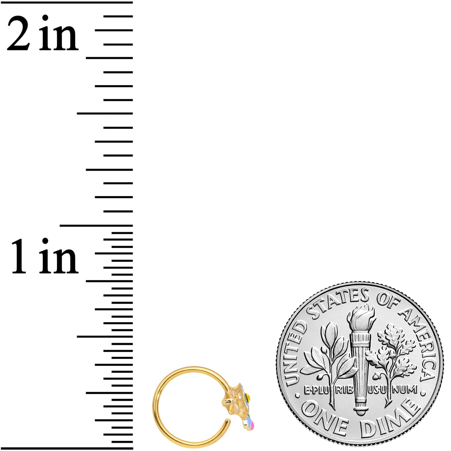 20G 5/16 Yellow Gem Gold Tone Neon Flower Nose Hoop