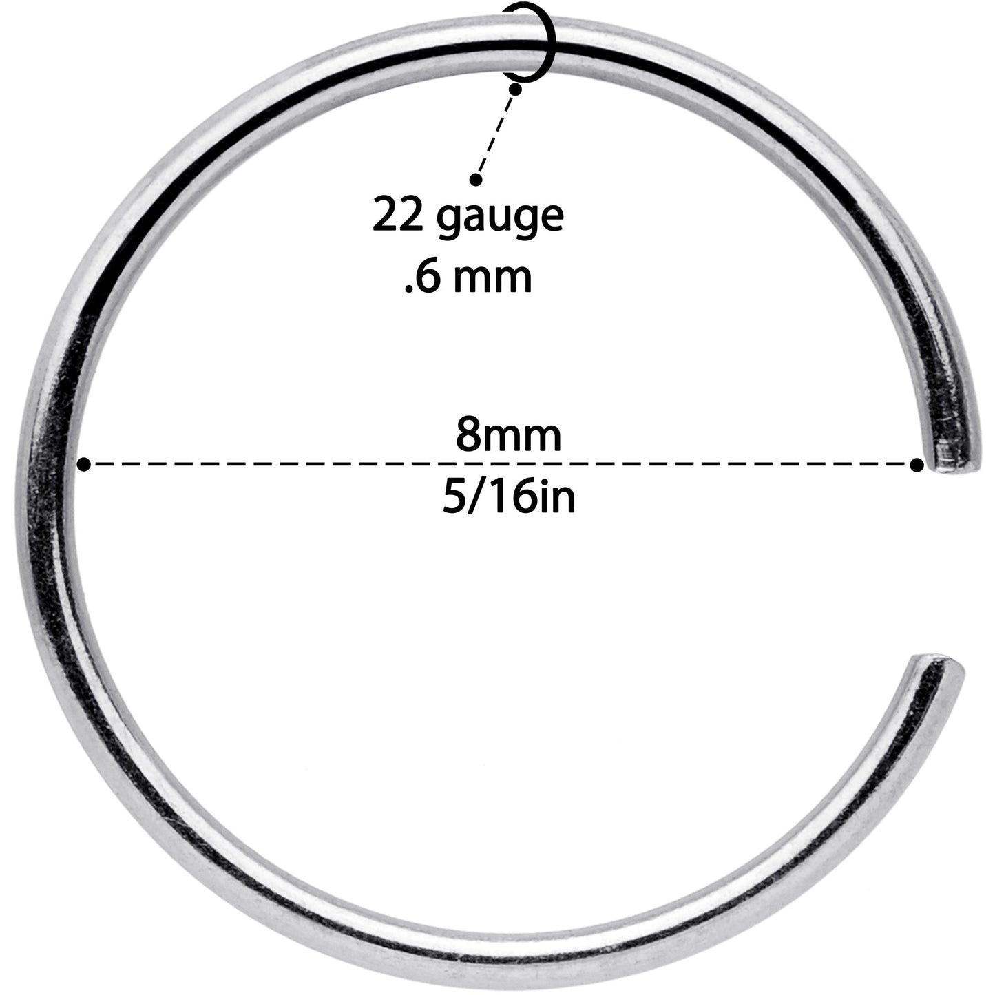 22G 5/16 Steel Rainbow Anodized Seamless Circular Ring Set of 12