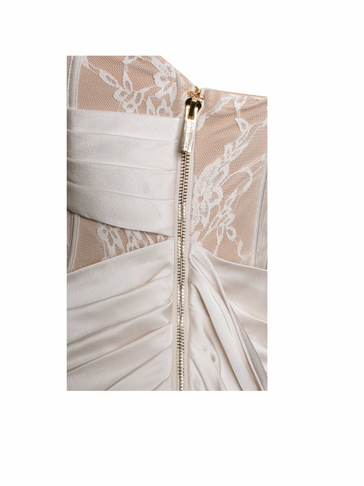 Callie Pearl White Lace Satin Corset High Slit Gown