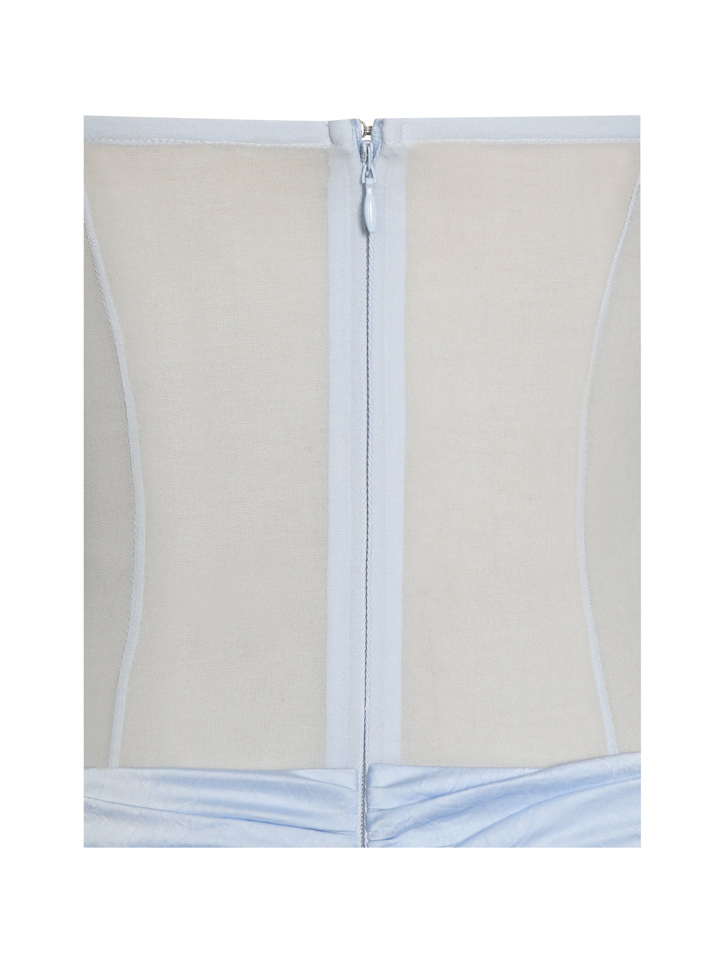 Lacy Blue Ruched Breast High Slit Chiffon Dress
