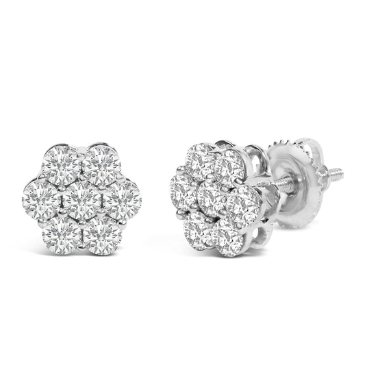 14KT White Gold 1 cttw Diamond Composite Stud Earrings (I-J, SI2-I1)