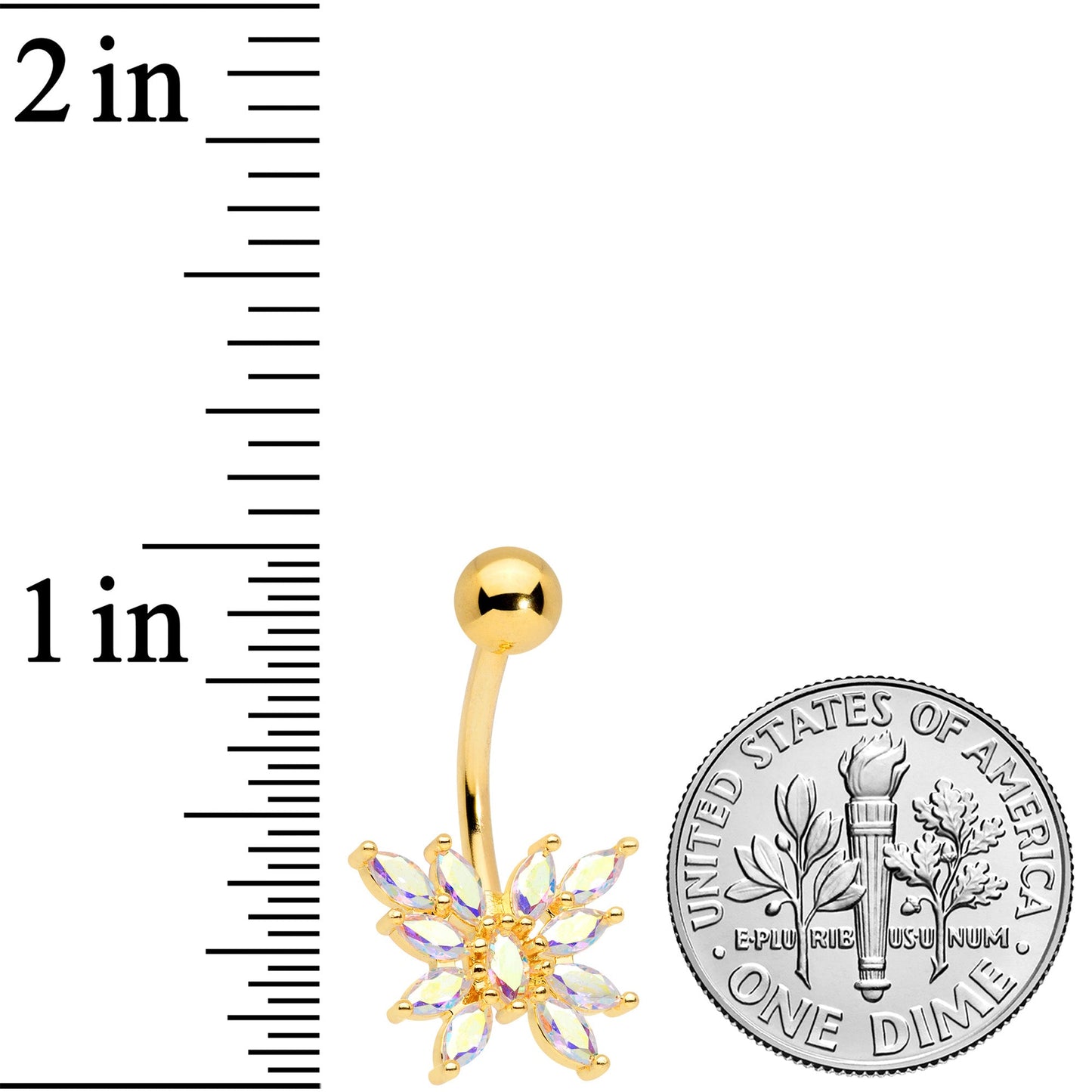 Aurora CZ Gem Gold Tone Plated Stylized Butterfly Belly Ring