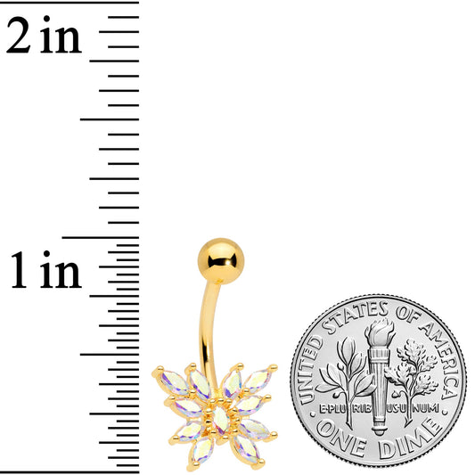 Aurora CZ Gem Gold Tone Plated Stylized Butterfly Belly Ring