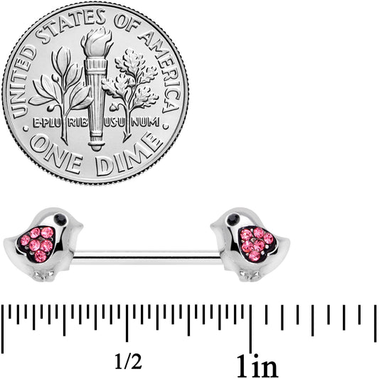 14G 9/16 Pink Gem Easter Chick Nipple Ring Set