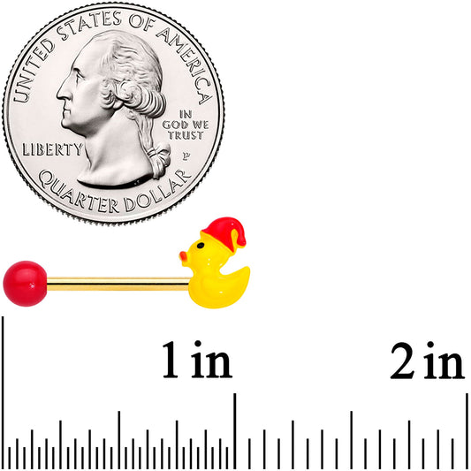 14G 5/8 Gold Tone Sleepy Duck Barbell Nipple Ring Set