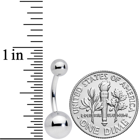 14G 3/8 Grade 23 Large Ball Titanium Belly Ring Curved Barbell
