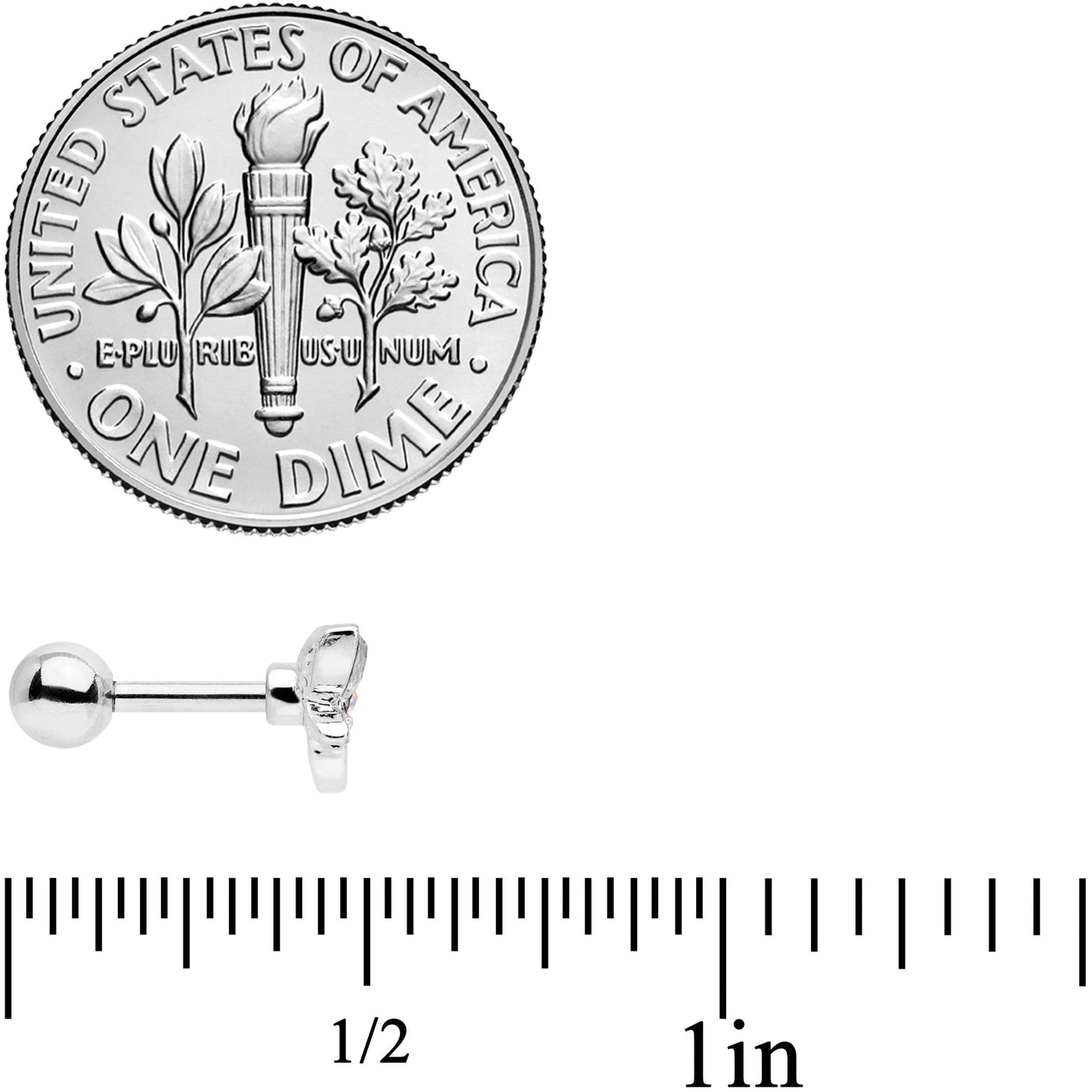 16G 1/4 Clear Aurora Gem Loop Butterfly Cartilage Tragus Earring