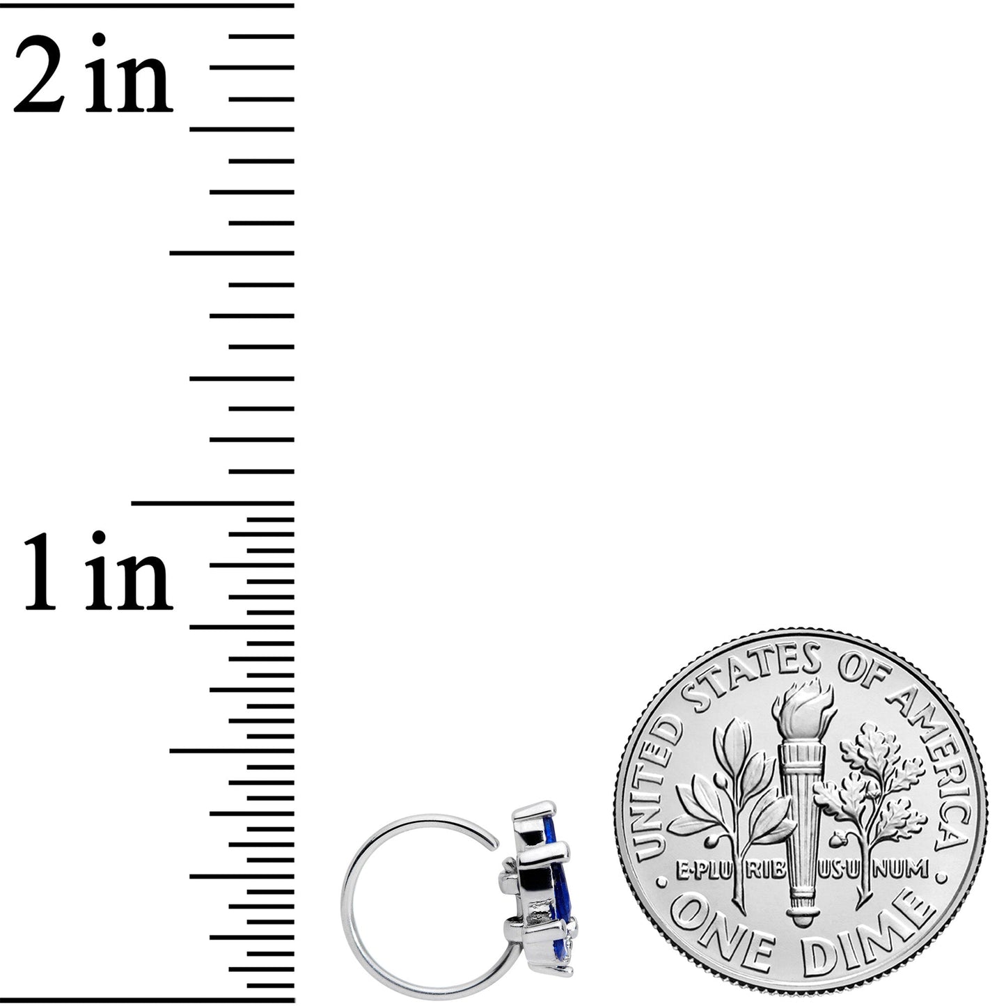 20G 5/16 Blue Gem Raindrop Nose Hoop