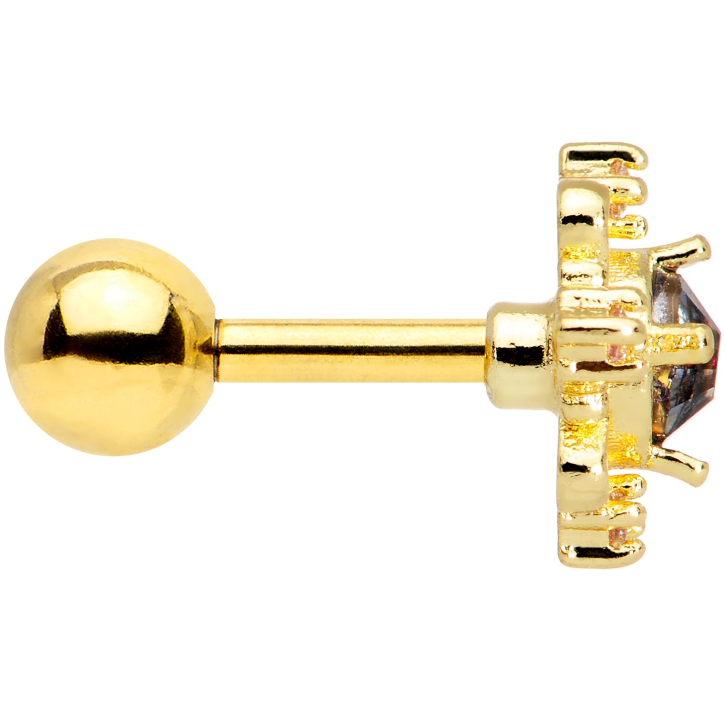 16G 1/4 Purple Tourmaline Gold Tone Filigree Cartilage Tragus