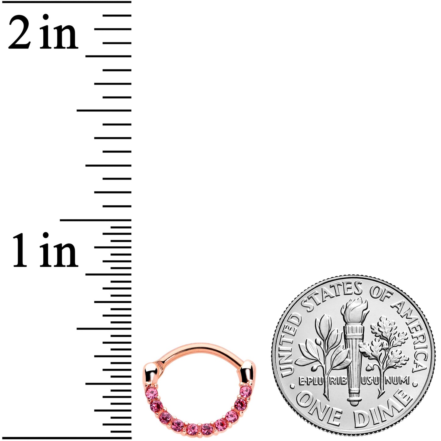 16G 5/16 Pink Gem Rose Gold Tone Paved Cartilage Clicker