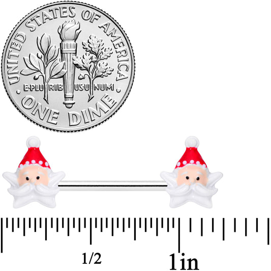 14G 9/16 Santas Beard Holiday Christmas Barbell Nipple Ring Set