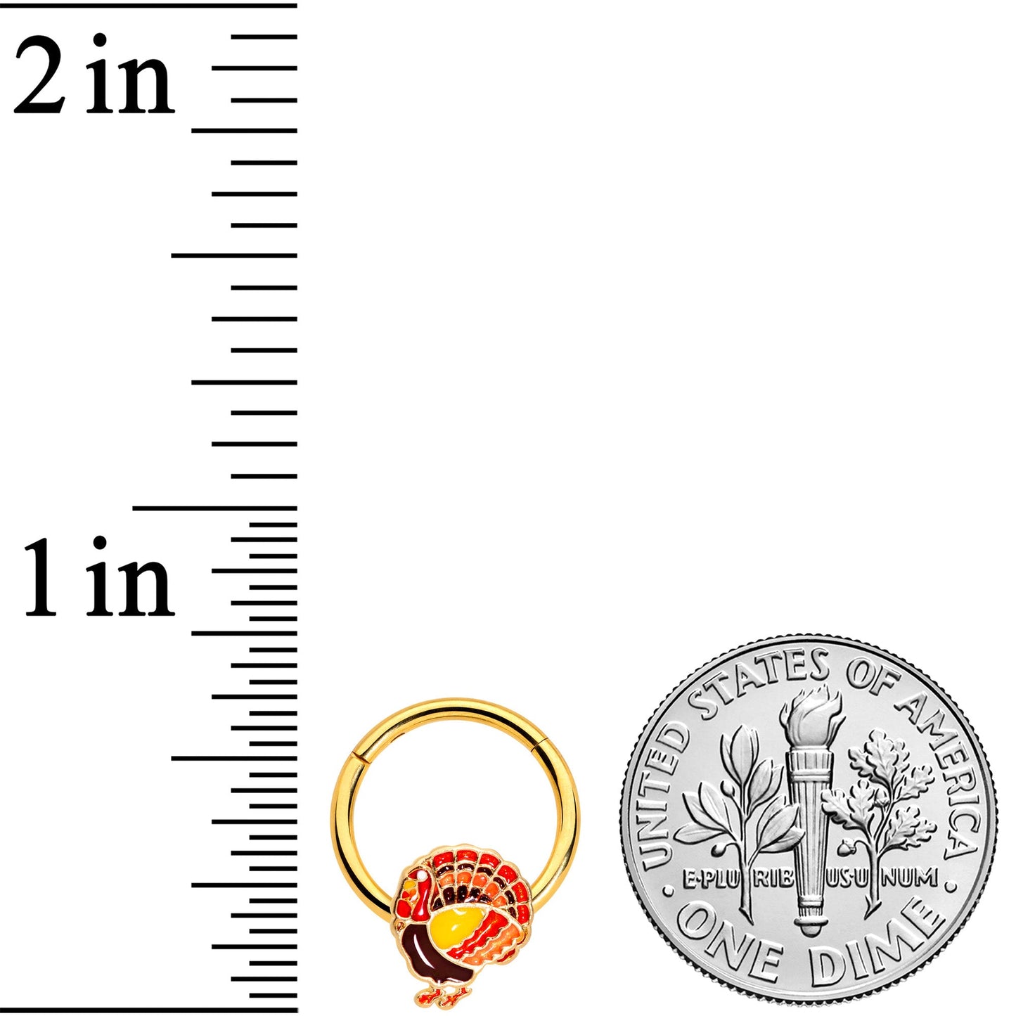 16G 3/8 Gold Tone Turkey Thanksgiving Hinged Segment Ring