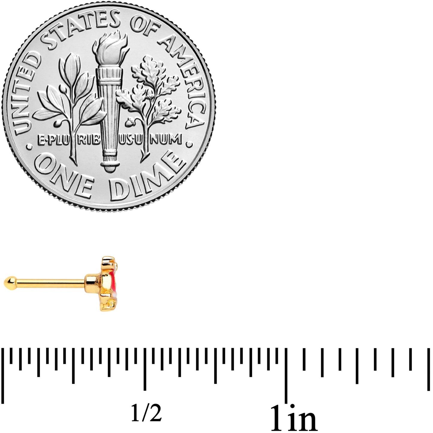 20G 1/4 Gold Tone Candy Cane Bell Christmas Nose Bone Set of 3