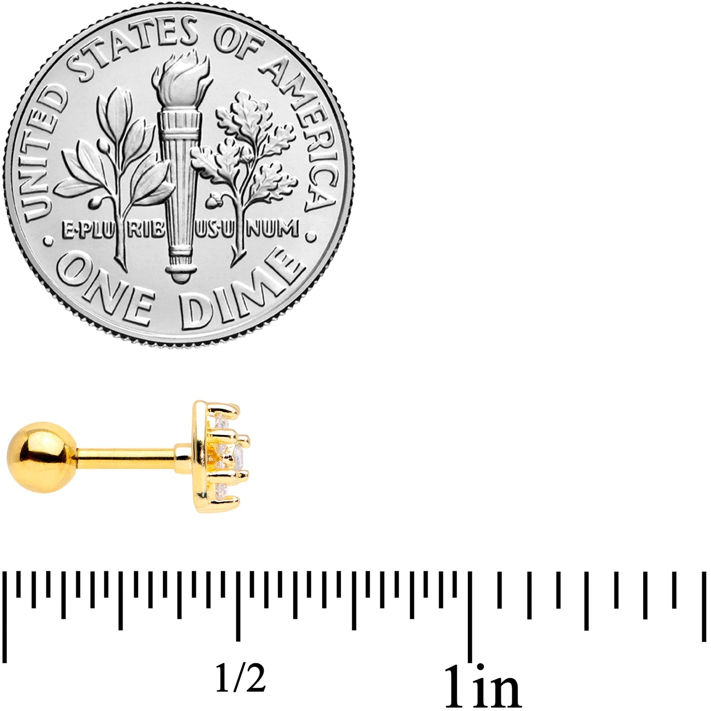 16G 1/4 Clear CZ Gem Gold Tone Beauty Bow Cartilage Tragus