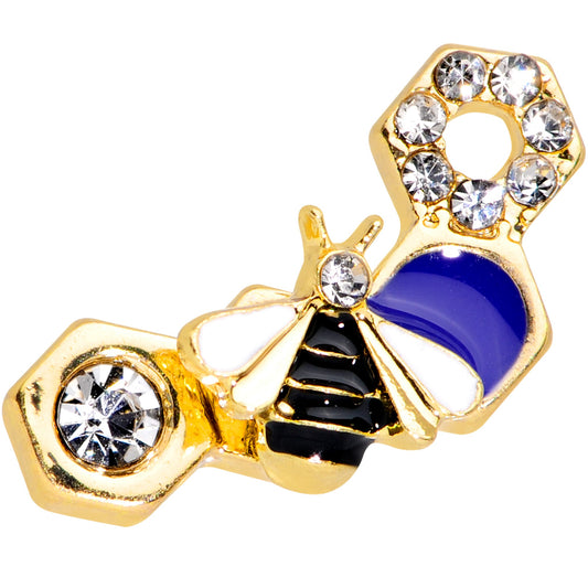 16G 1/4 Clear CZ Gem Gold Hue Lovely Bee Cartilage Tragus Earring