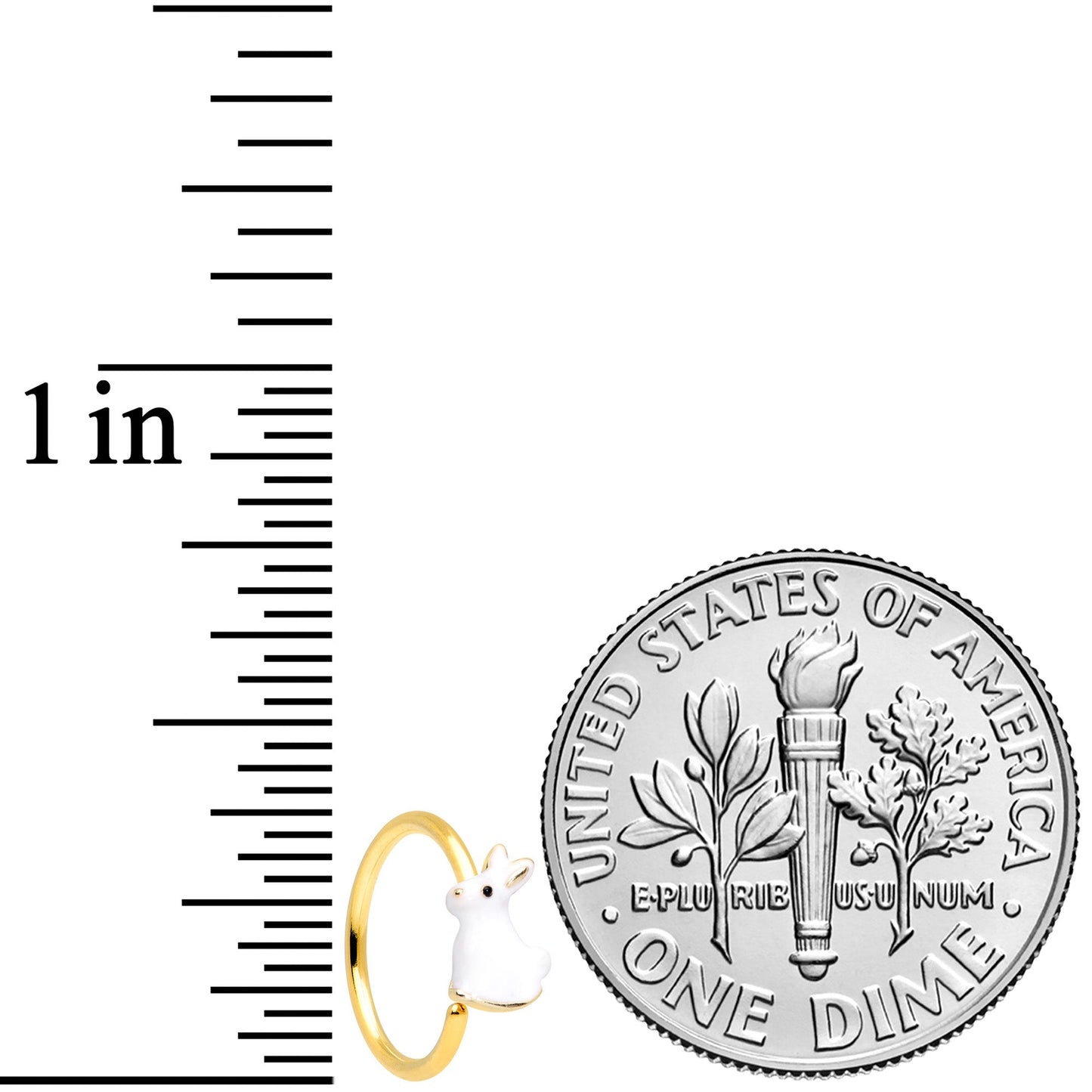 20G 5/16 Gold Tone White Rabbit Easter Bunny Nose Hoop