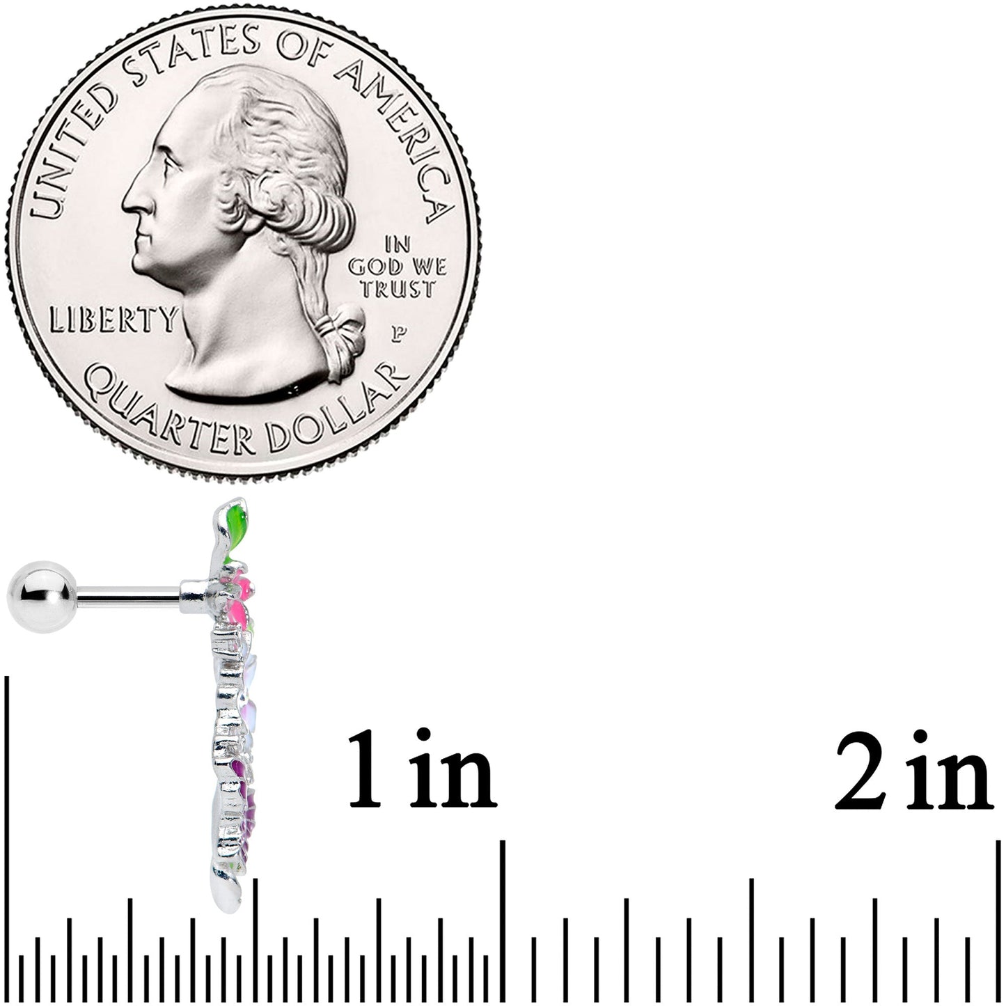 16G 1/4 Clear CZ Gem Flower Purple Butterfly Cartilage Tragus