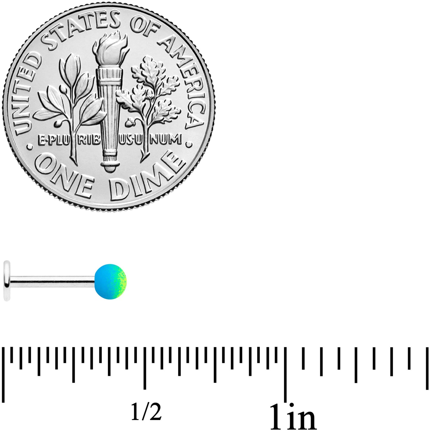 16G 5/16 Blue Green Ombre Soft Finish Labret Monroe Tragus