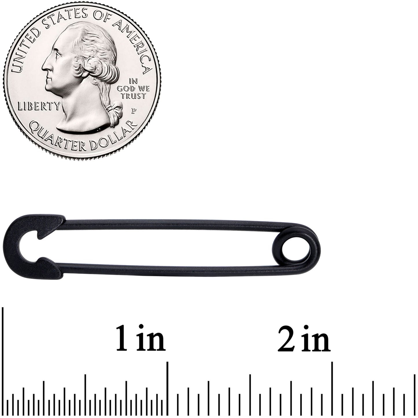 14G Black Matte Punk Rock Safety Pin Industrial Barbell 38mm