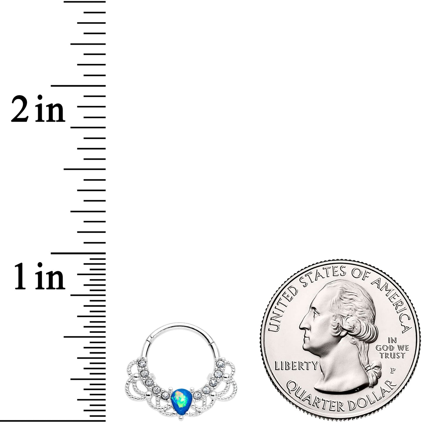 16G 3/8 Blue Faux Opal Lace Lover Hinged Segment Ring