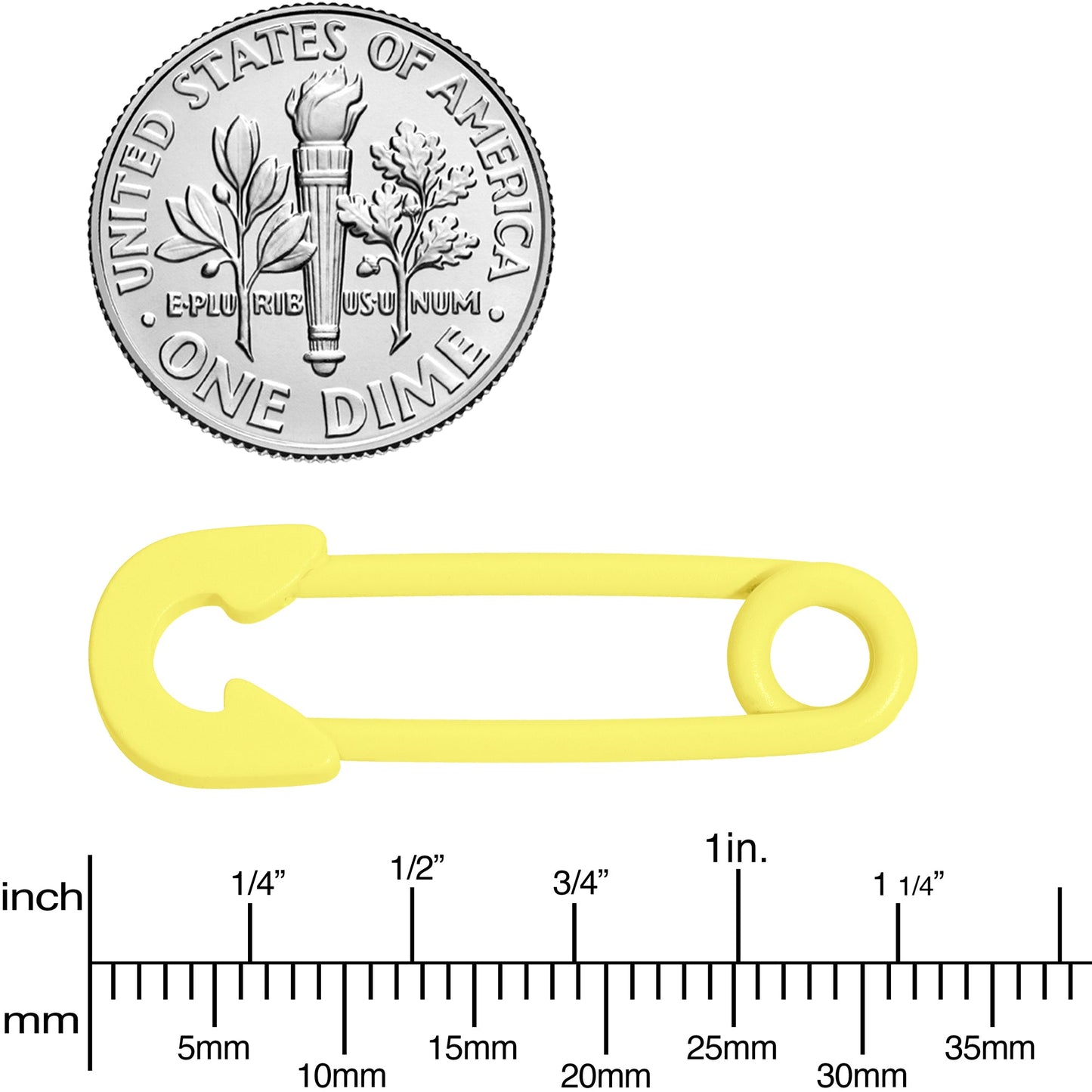 14G 3/4 Yellow Matte Punk Safety Pin Barbell Nipple Ring Set