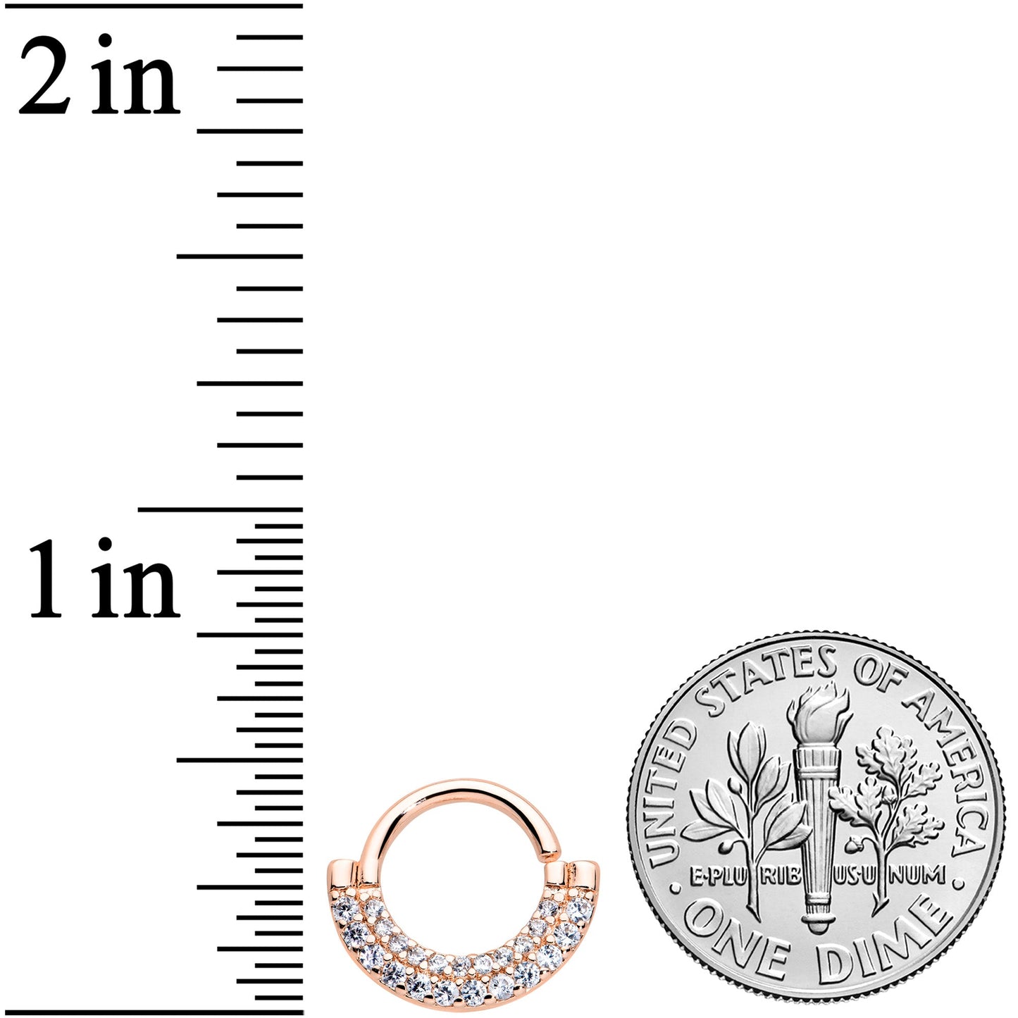 16G 5/16 Clear CZ Gem Rose Gold Tone Double Drama Closure Ring