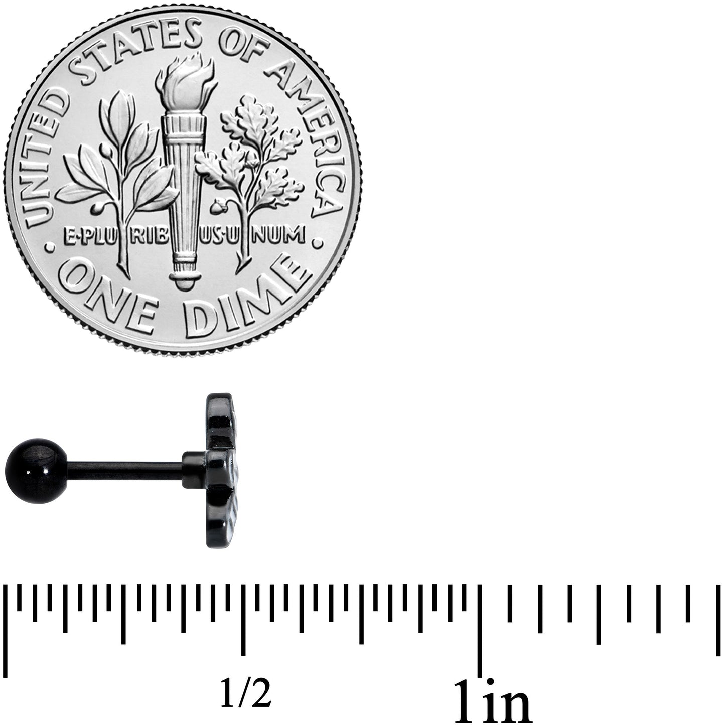 16G 1/4 Black PVD Red Eye Mummy Halloween Cartilage Tragus