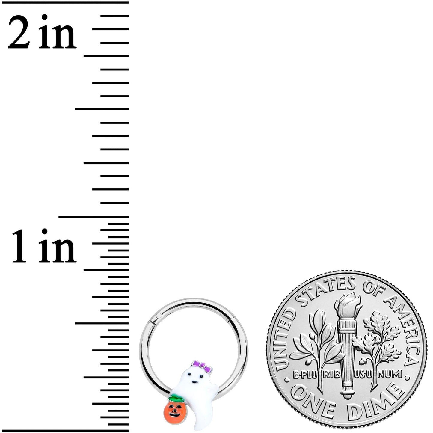 16G 3/8 Trick or Treat Bow Ghost Halloween Hinged Segment Ring