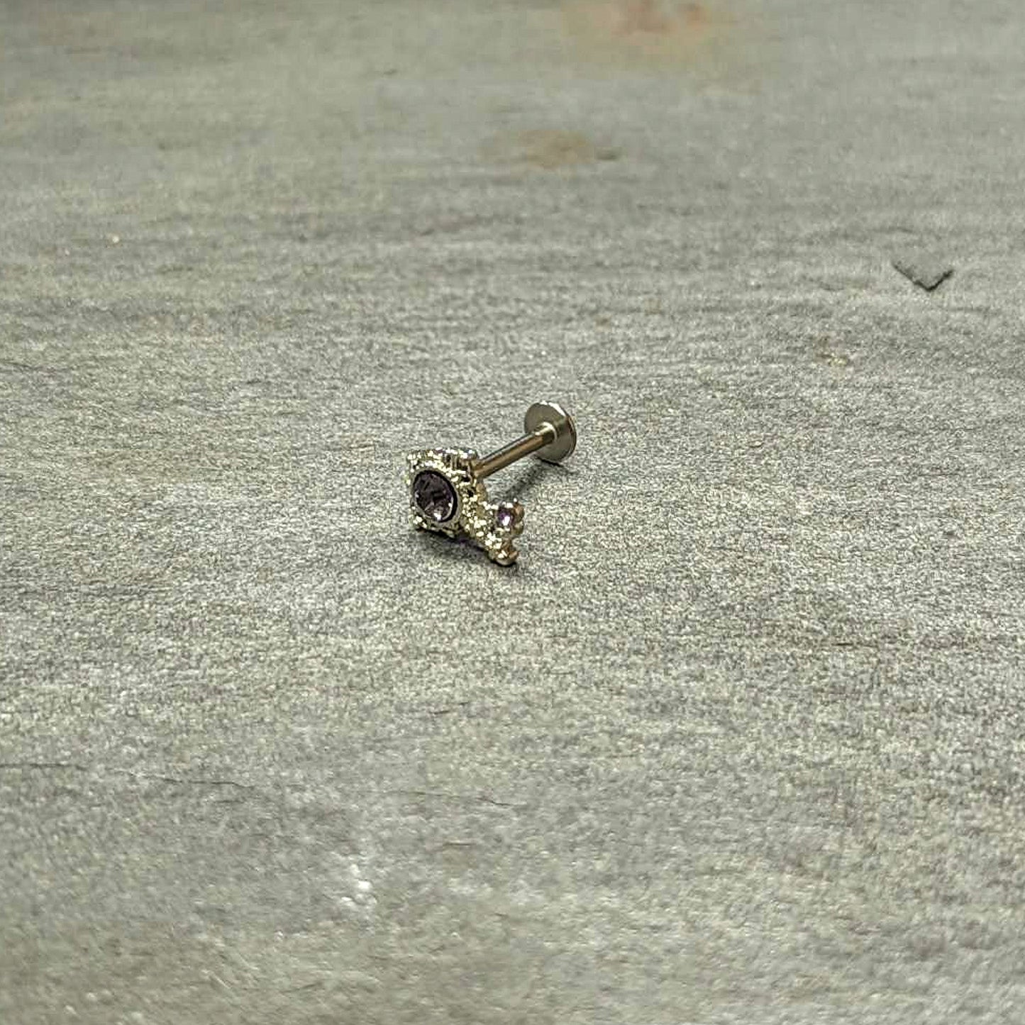 16G 5/16 Purple Gem Unlock My Heart Key Labret Monroe Tragus