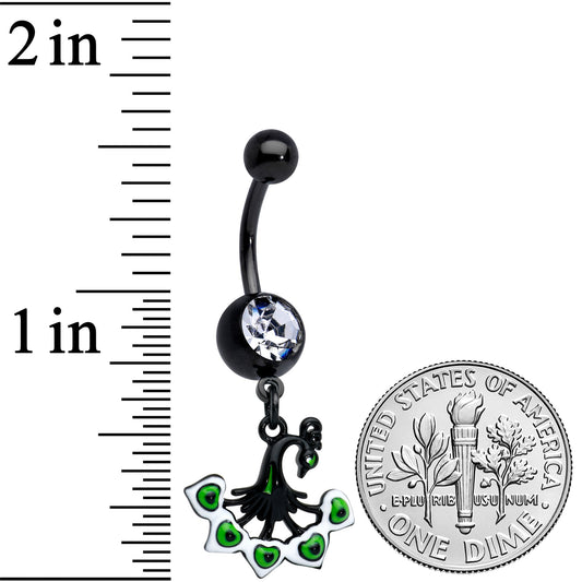 Clear Gem Black Pretty Peacock Dangle Belly Ring
