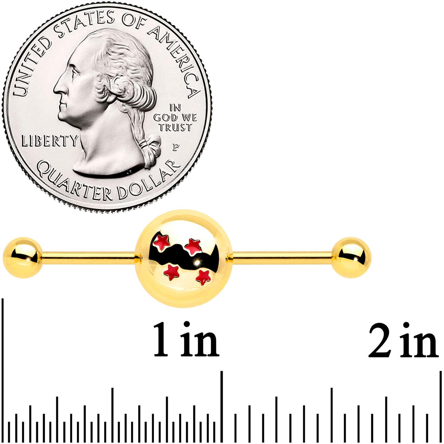 14G Gold Tone Licensed Dragonball Z Industrial Barbell 38mm