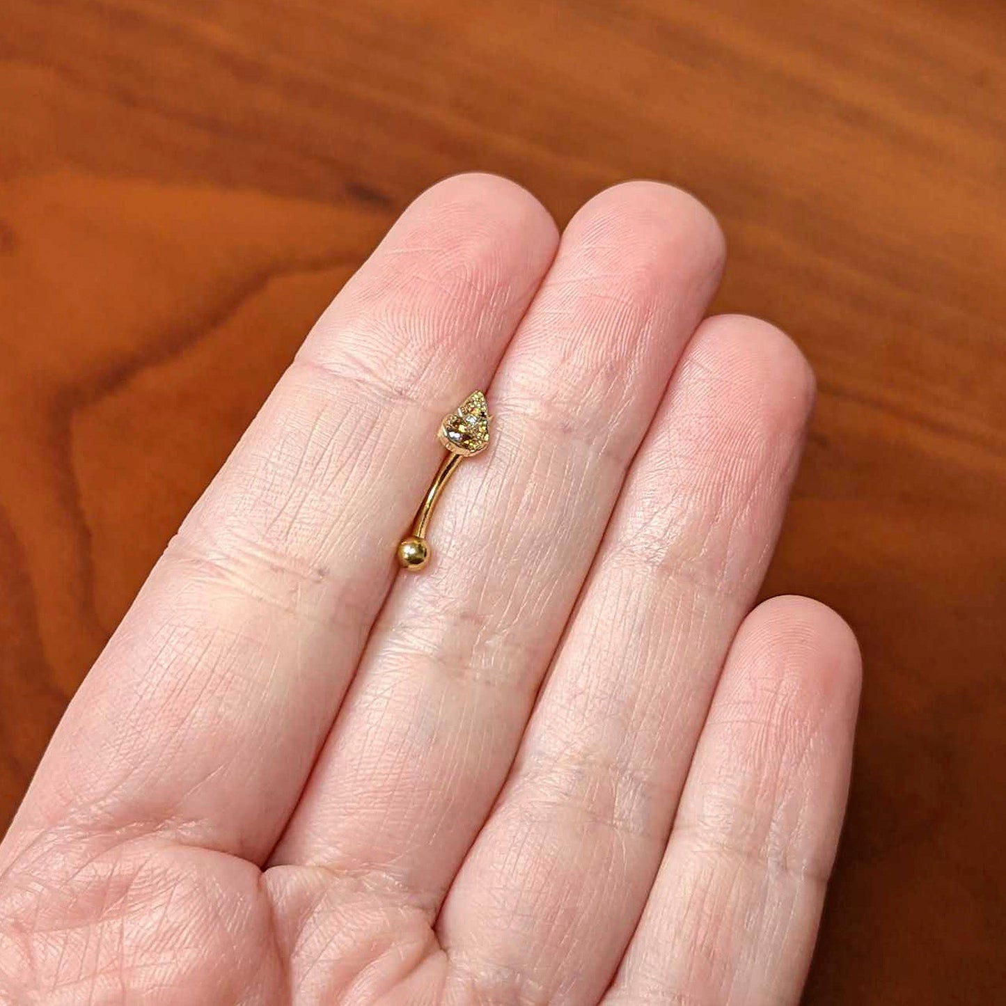 16G 5/16 Orange Black Gem Gold Tone Butterfly Curved Eyebrow Ring