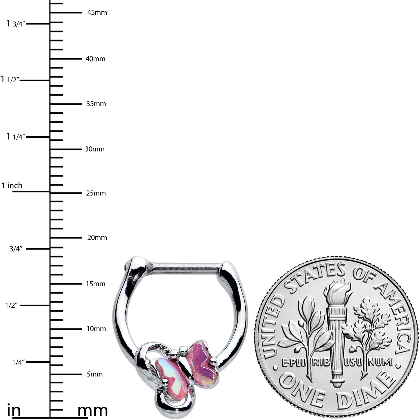 16G 5/16 Heart Pink Butterfly Cartilage Clicker