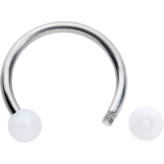 16G 3/8 Matte White Aurora Horseshoe Circular Barbell